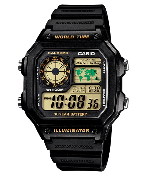 Casio Digital Mens Watch –AE-1200WH-1BVDF